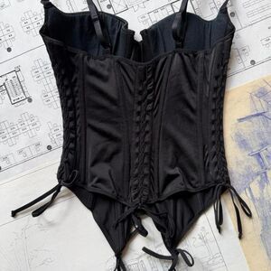 Vintage Y2K Victorias Secret Black Corset Top and tied panels